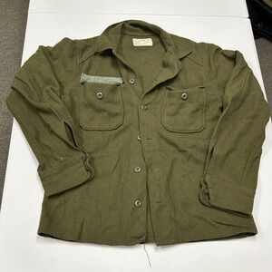 US Military Field Shirt Mens Small Green Good Wool Blend Cold Weather 1978